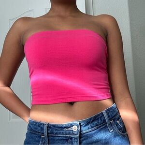 Pink Cropped Tube Top